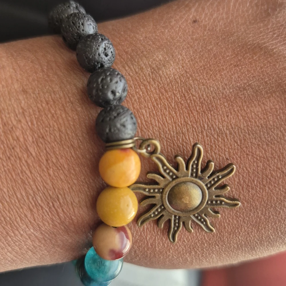 Dark/Sunny Days Black Lava Handmade Braclet! - Picture 5 of 10